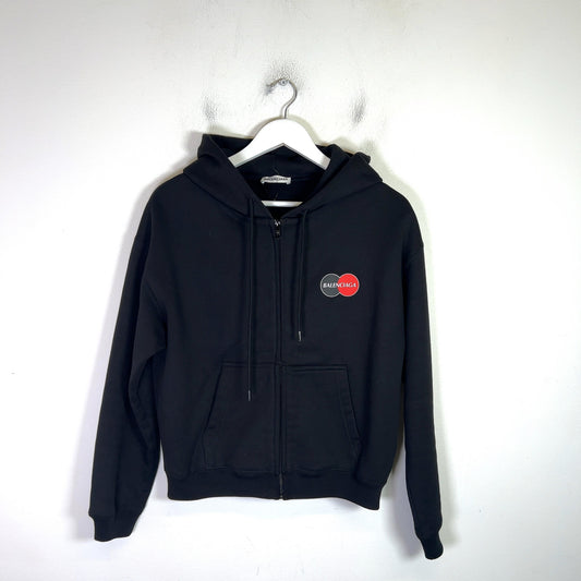 Balenciaga Mastercard Logo Cropped Zip-Up Hoodie