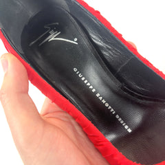 Giuseppe Zanotti Red Runched Silk Platform Pumps