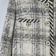 Chanel Printemps SS18 Braided Trim Ecru Tweed White/Black Size 40