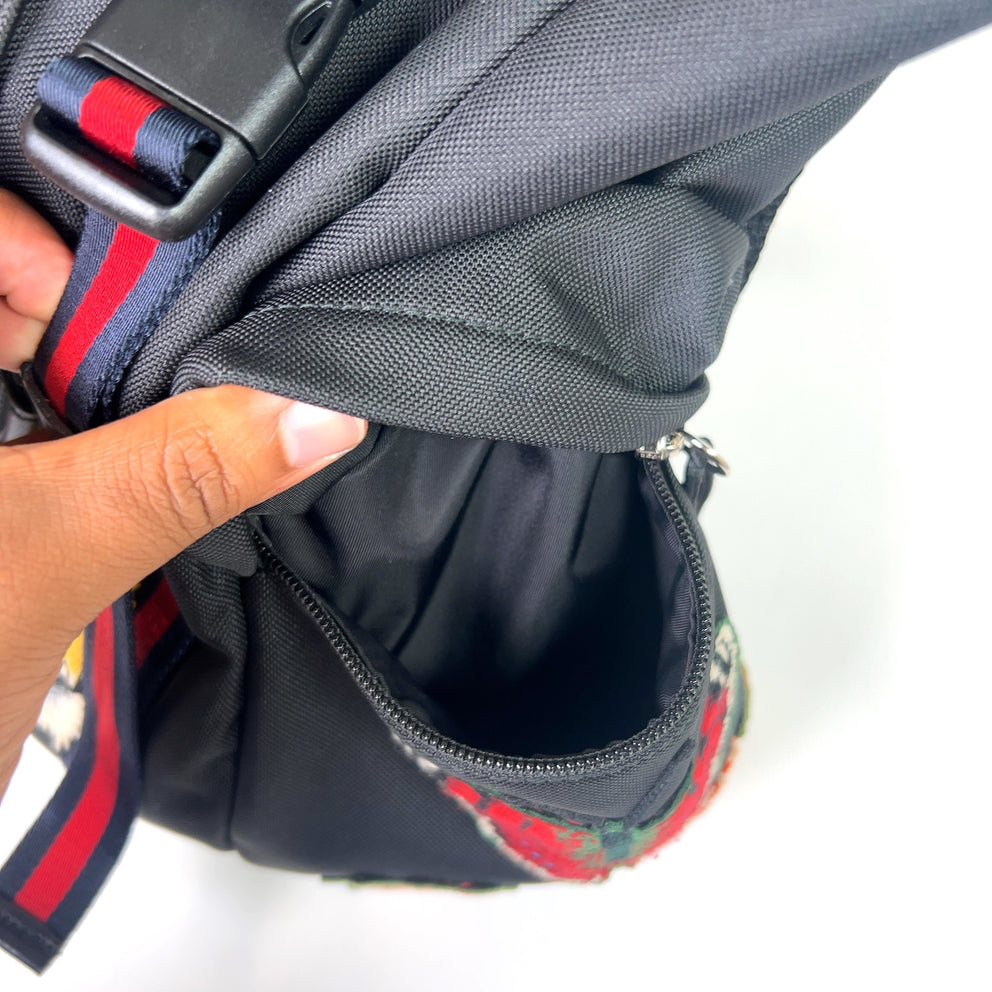 Gucci L'Aveugle Par Amour Techno Canvas Embroidered Backpack