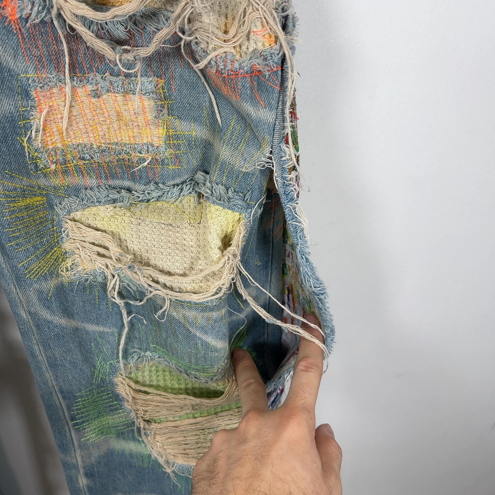 Who Decides War Distressed Stained Glass Window Pane Jeans