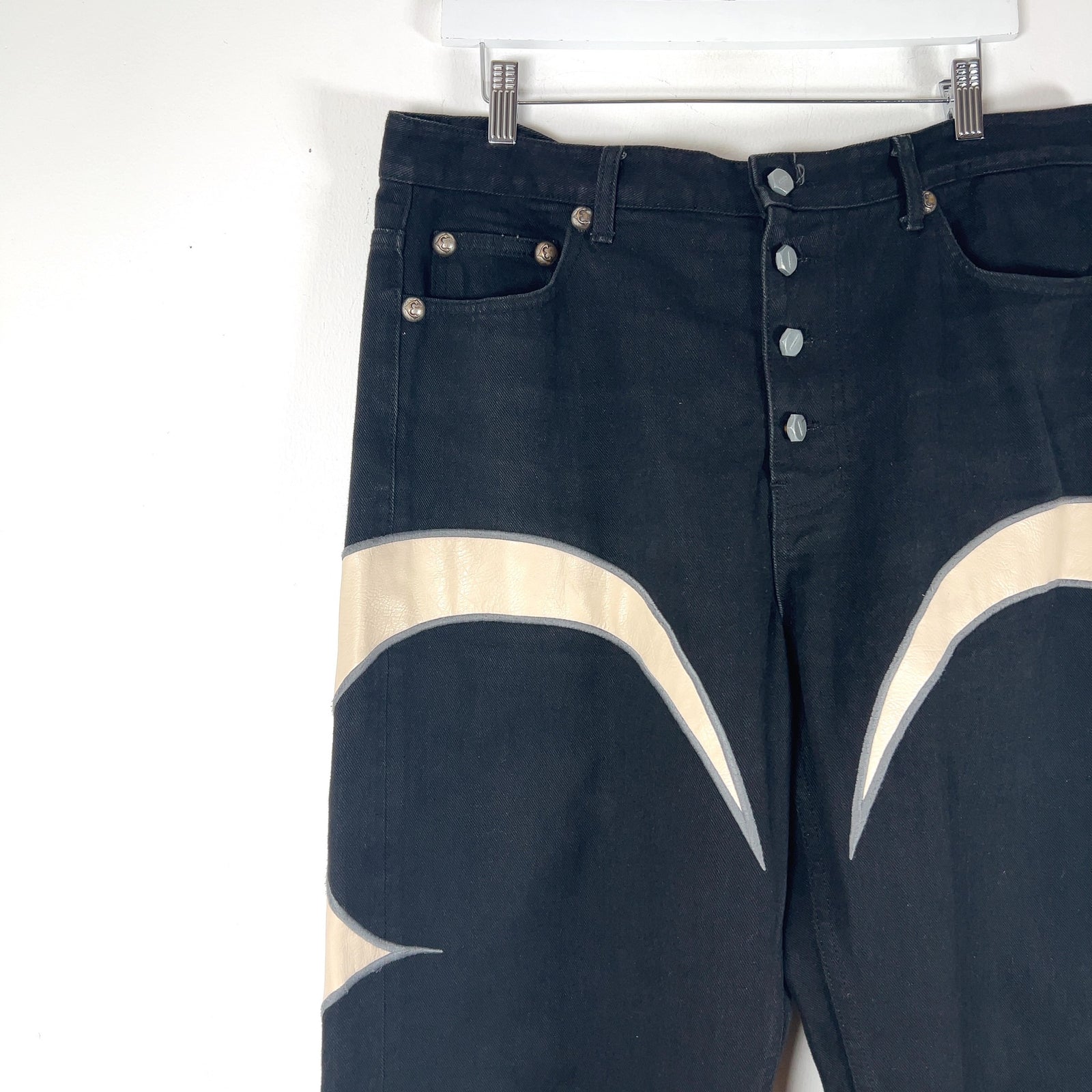Thug Club Crescent Leather Panel Jeans
