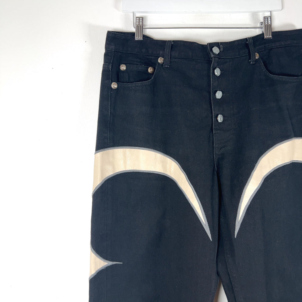Thug Club Crescent Leather Panel Jeans