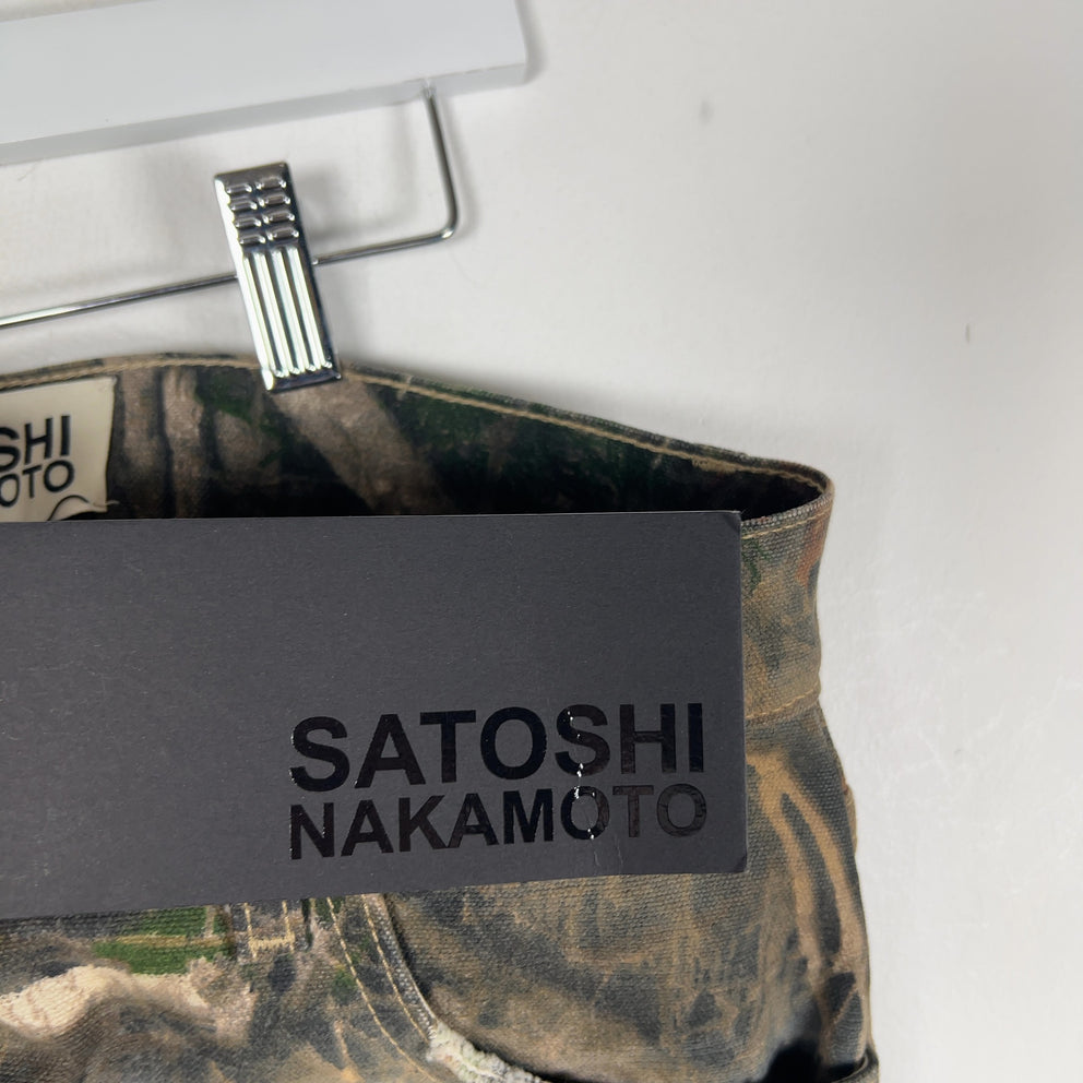 Satoshi Nakamoto Enduro Padded Distressed Canvas Camo Pants