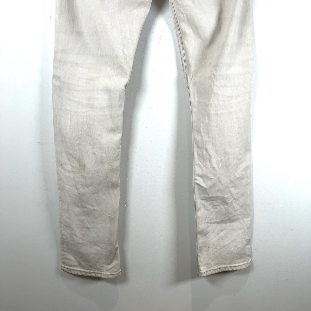 Rick Owens DRKSHDW 'White Wax' Acrylic Painted Detroit Jeans