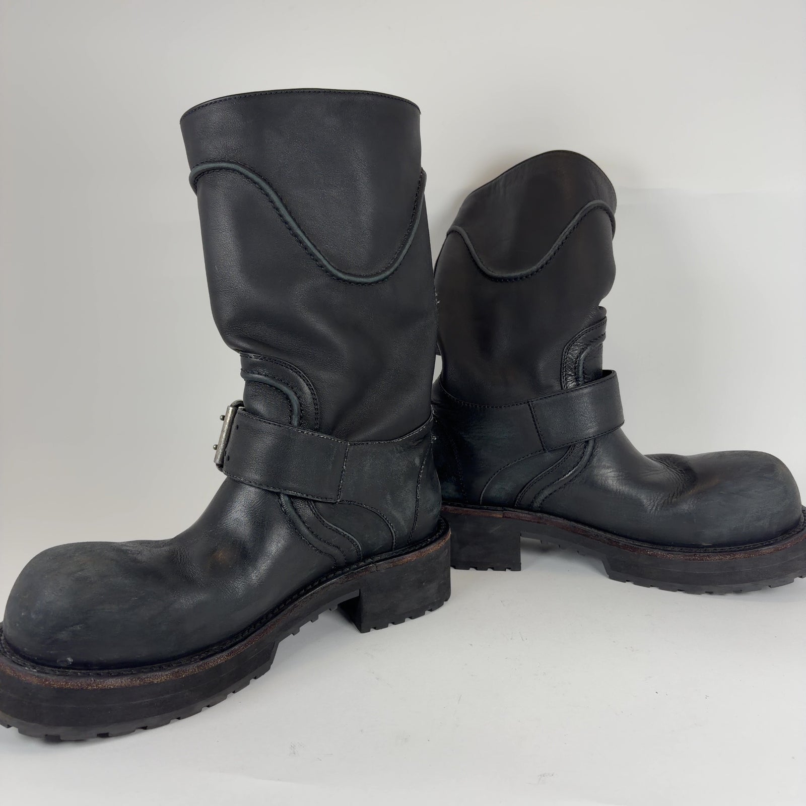 Balenciaga Distressed Leather Venom Engineer Boots