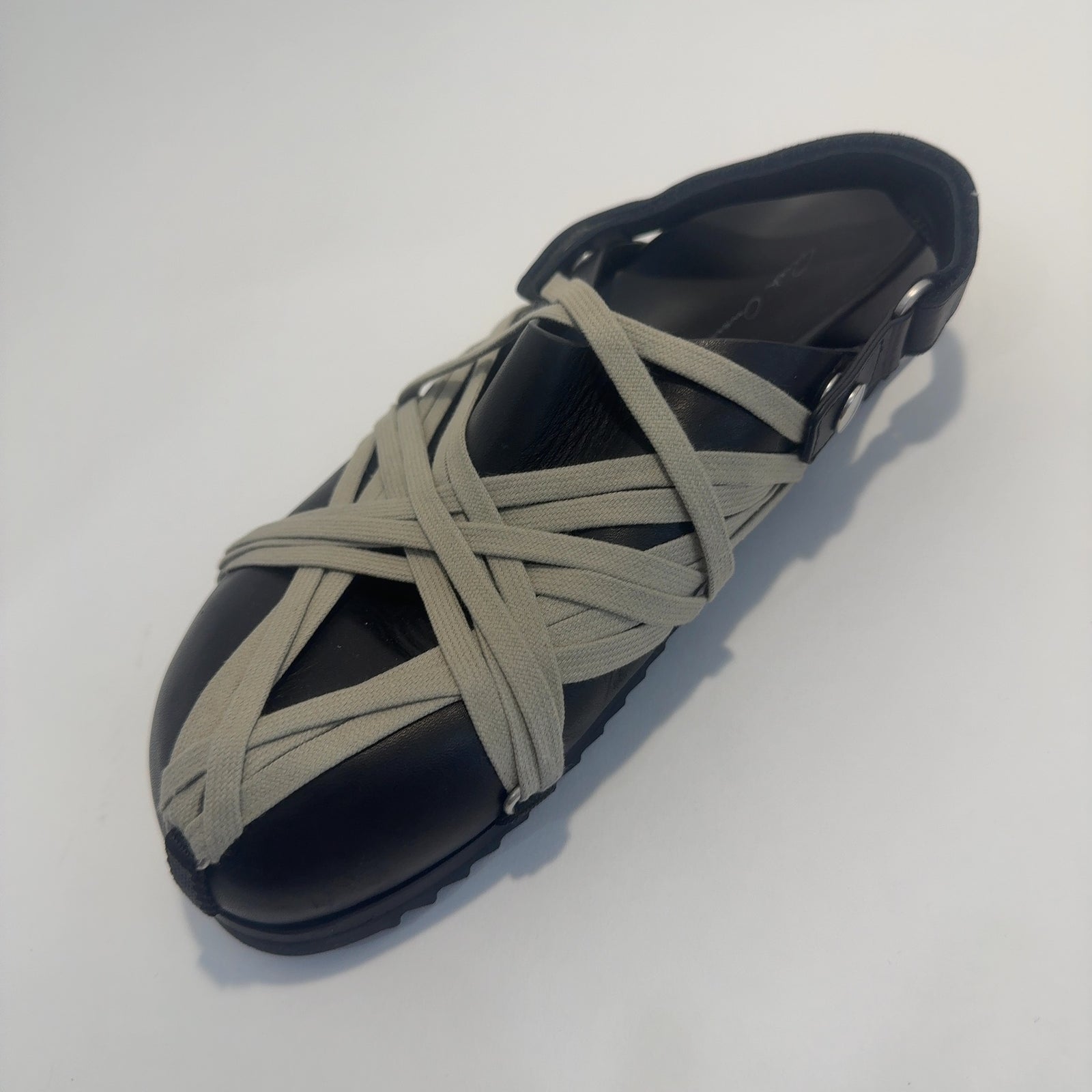 Rick Owens Mega-Lace Sabot Leather Sandals