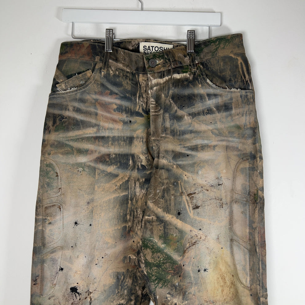 Satoshi Nakamoto Enduro Padded Distressed Canvas Camo Pants