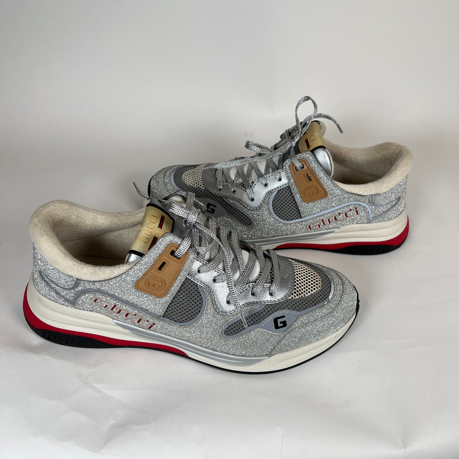 Gucci Ultrapace Silver Sparkle Size 12