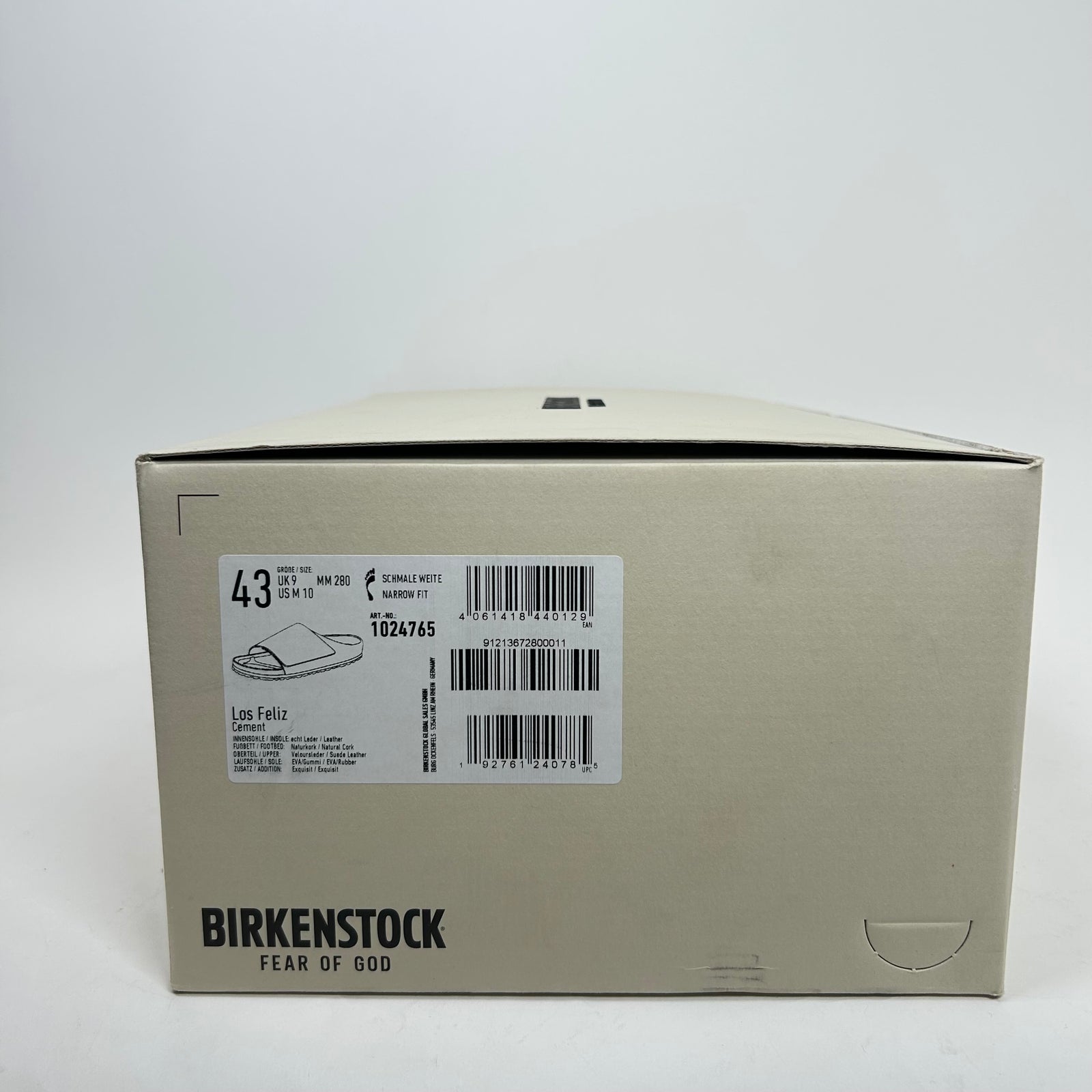 Fear Of God x Birkenstock Grey Los Feliz Sandals Size 43