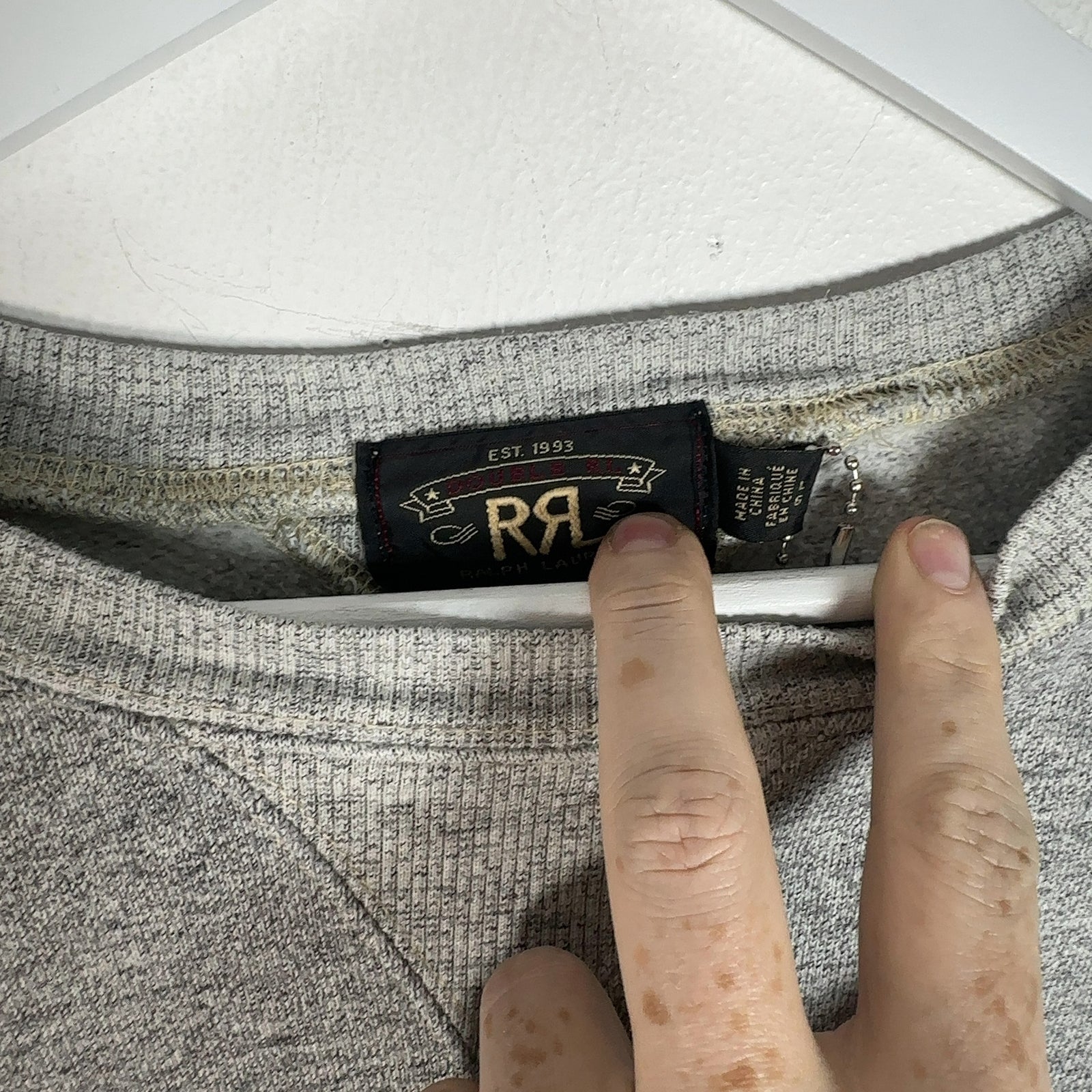 RRL Grey French Terry Crewneck