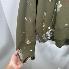 Palm Angels Green Paint Splatter Logo Hoodie Size S