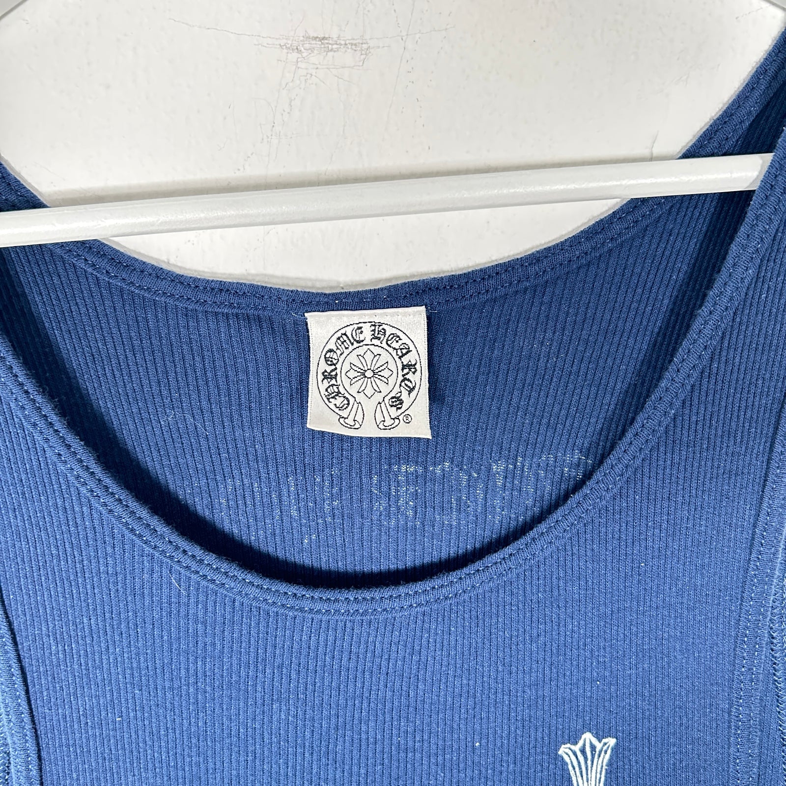 Chrome Hearts Navy T-Bar Tank-Top Size L