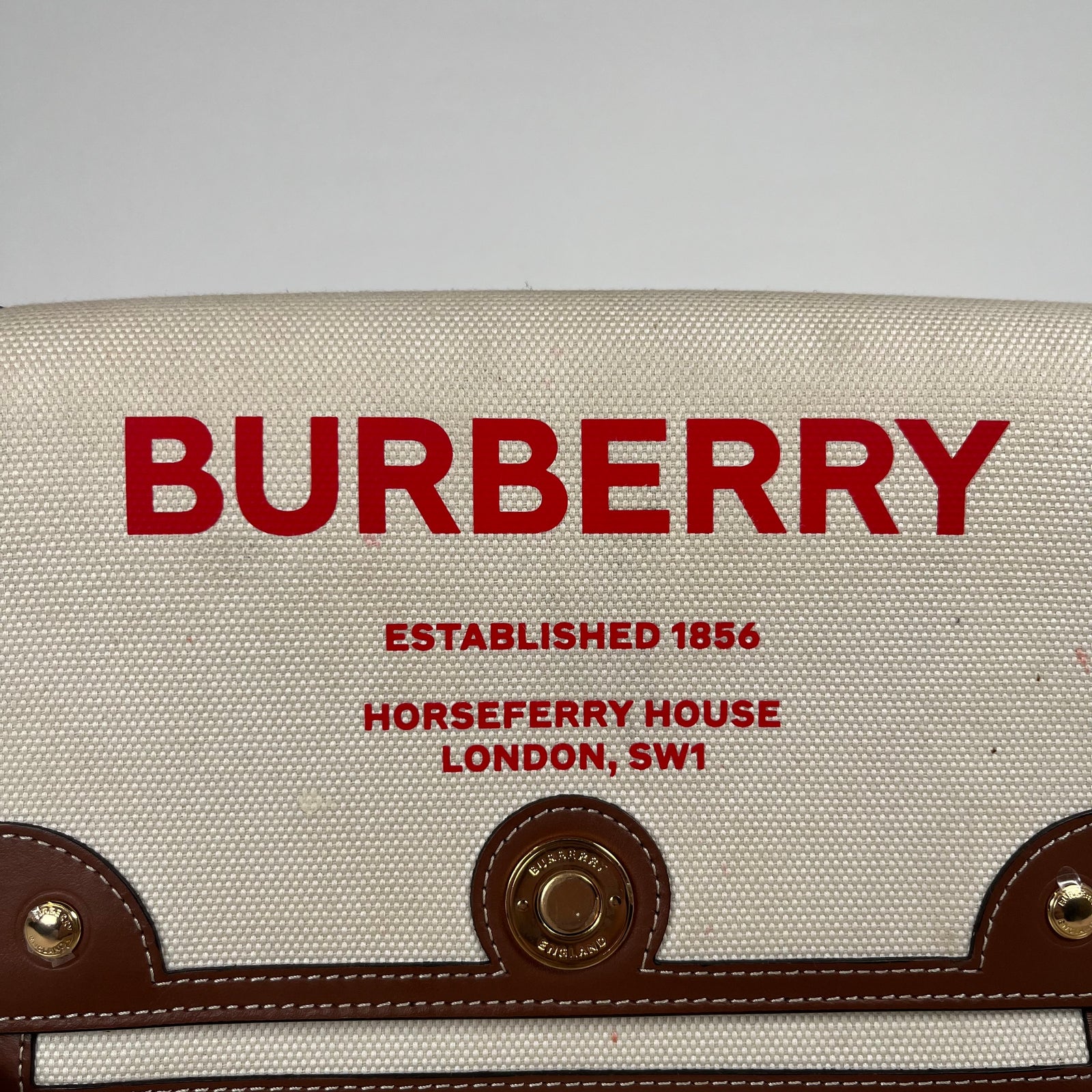 Burberry Horseferry Red Logo Canvas Crossbody Bag