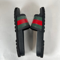 Gucci Black Web Rubber Sandals Size GG 12