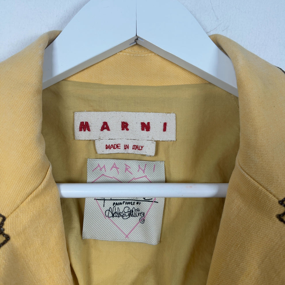 Marni Yellow Stitch Logo Denim Blazer
