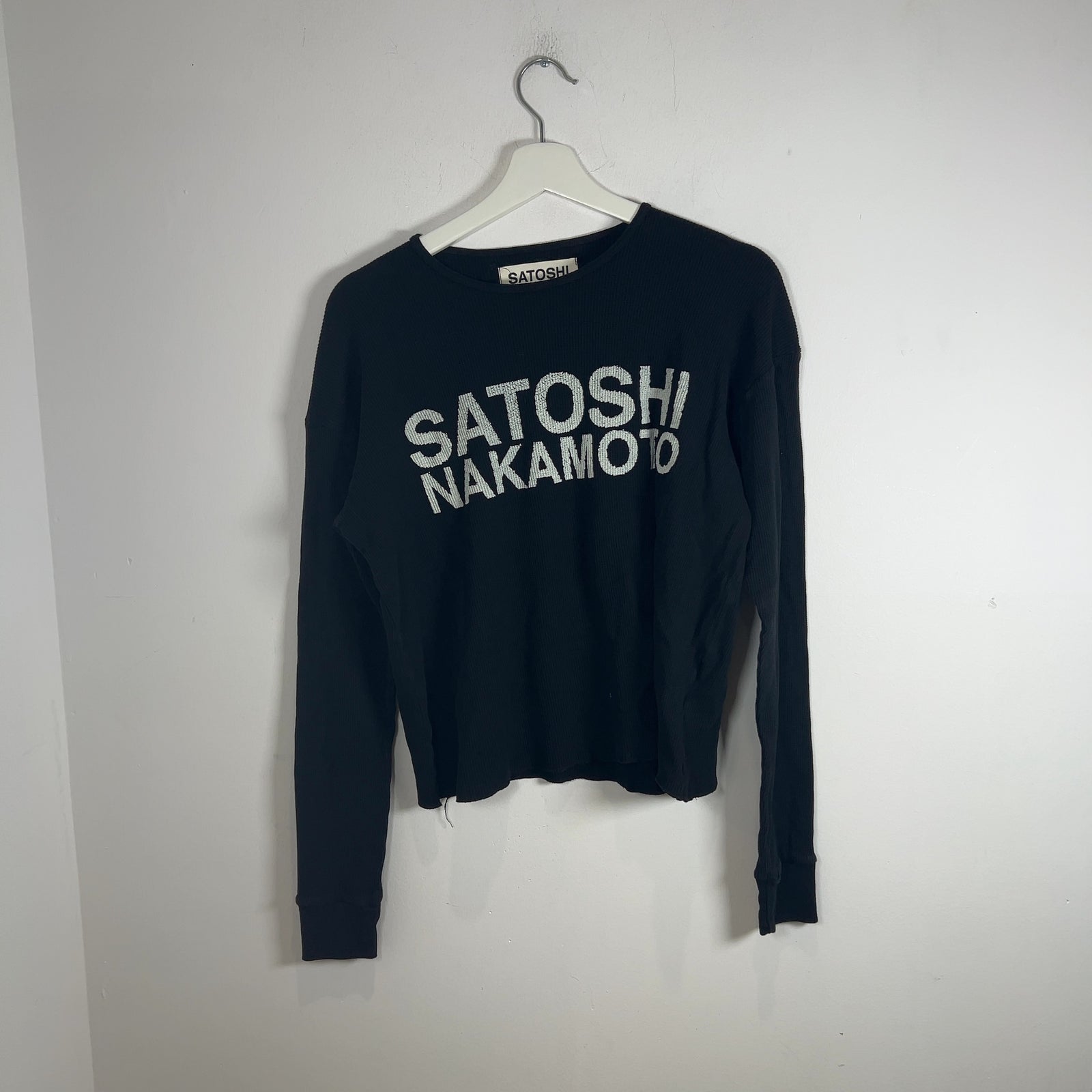 Satoshi Nakamoto Spell Out Logo Black Thermal Longsleeve