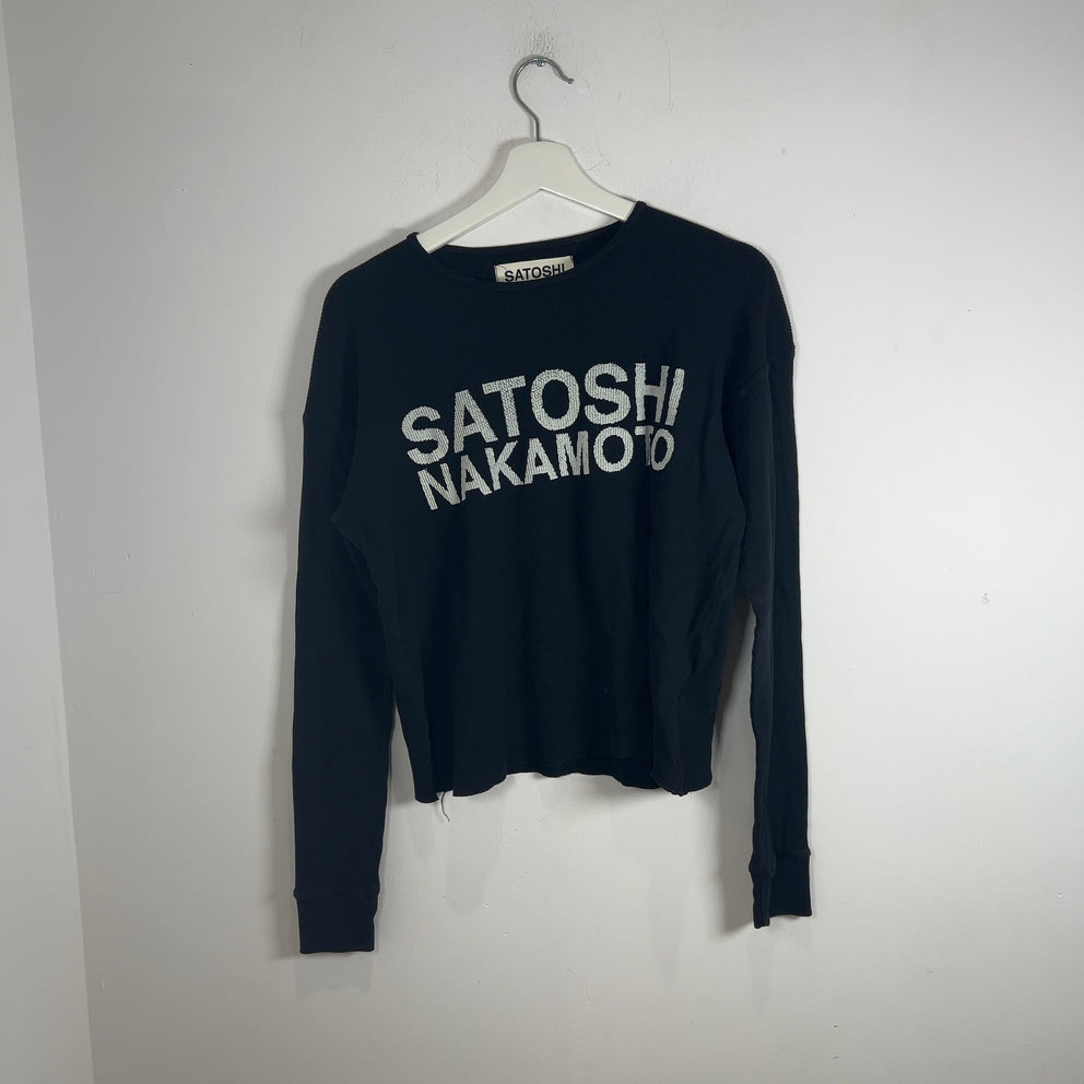 Satoshi Nakamoto Spell Out Logo Black Thermal Longsleeve