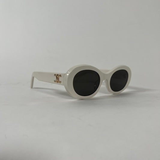 Celine White Triomphe Oval Sunglasses
