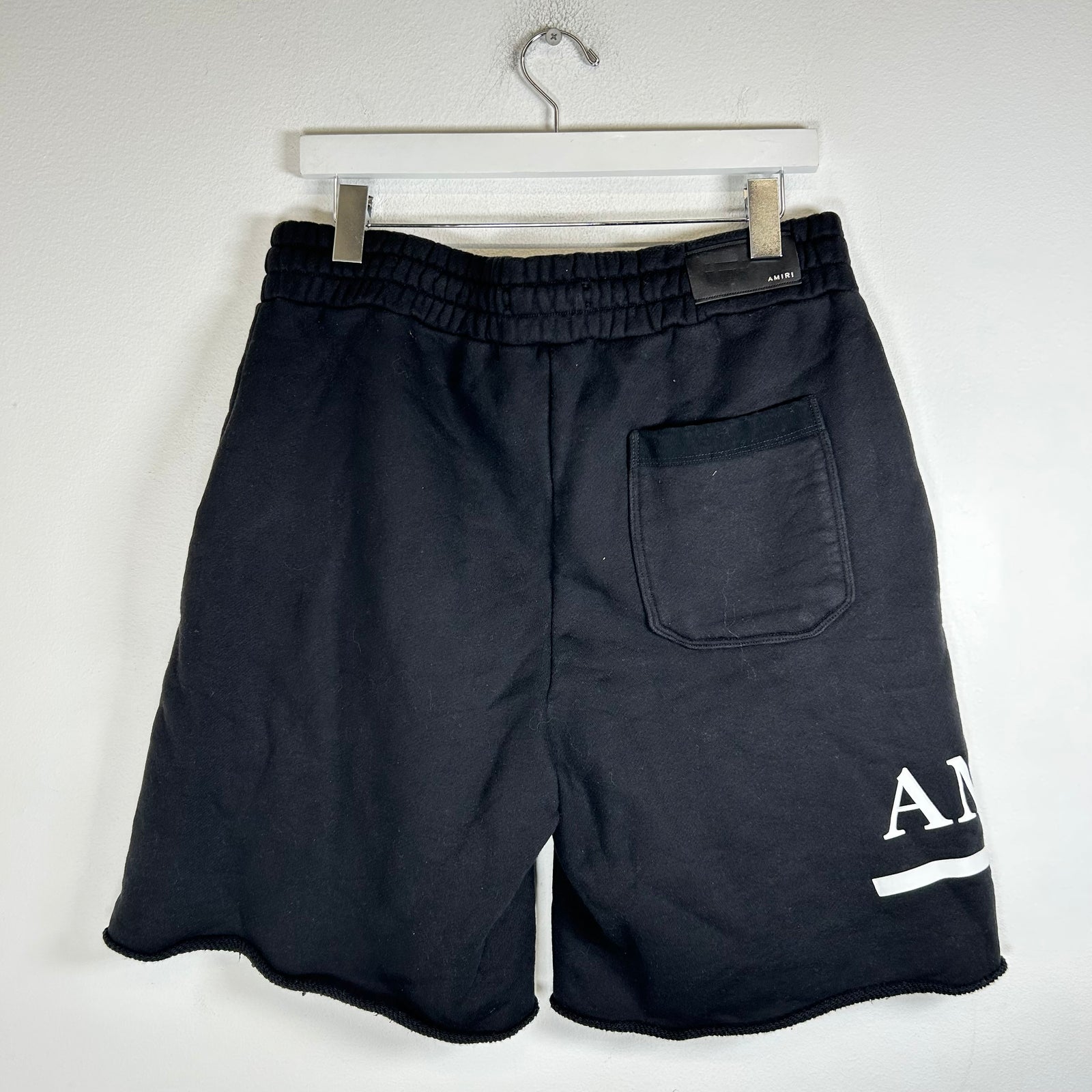 Amiri Black MA Bar Logo Sweat Shorts Size XL