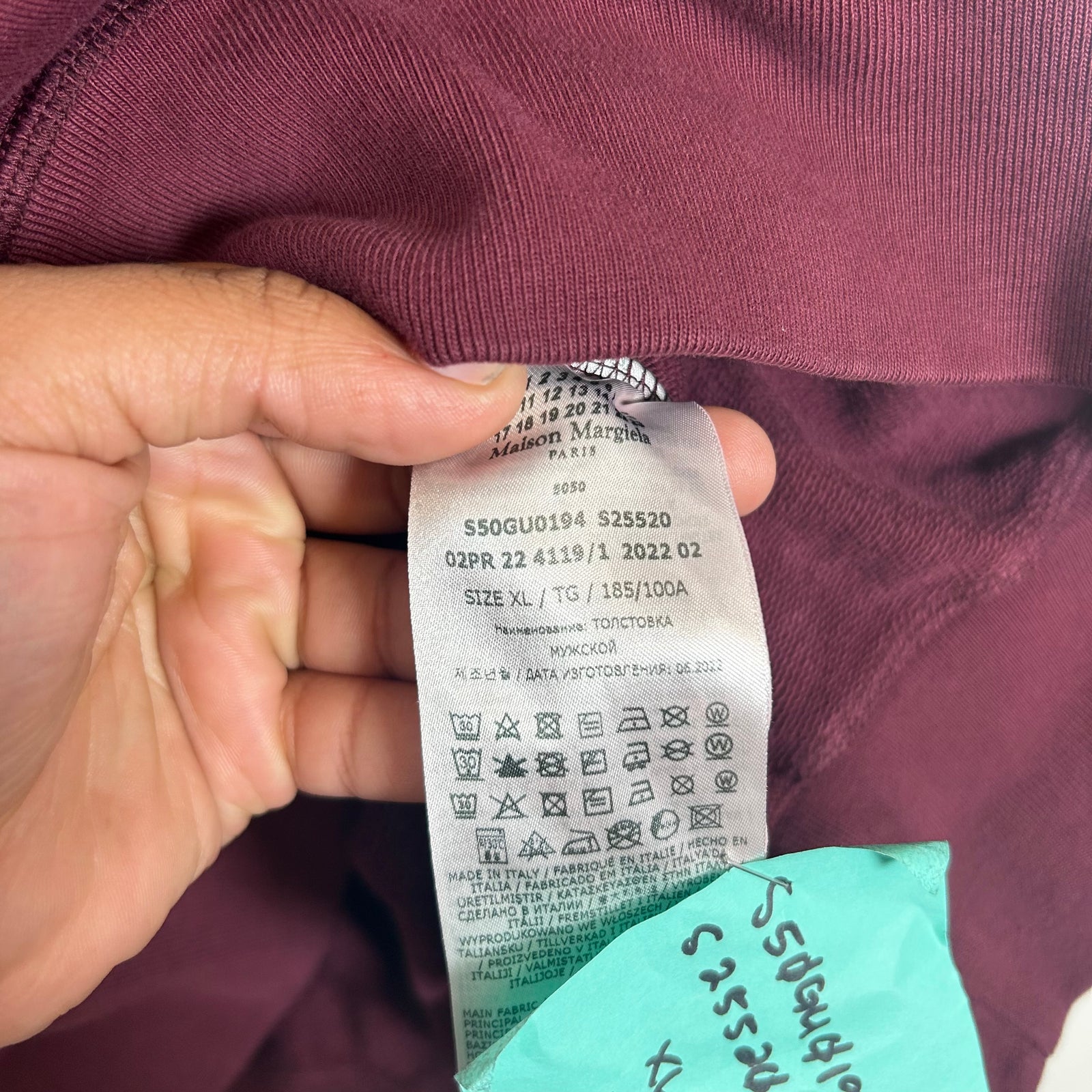 Maison Margiela Burgundy Reverse Logo Sweatshirt Size XL