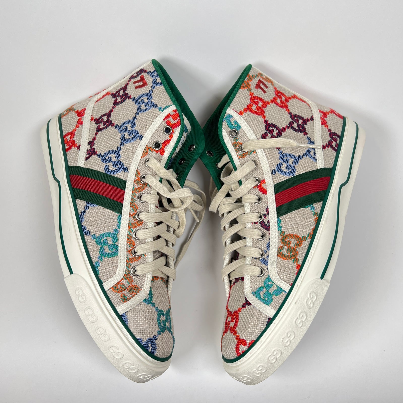 Gucci Multi Color Tennis 1977 High-Top Sneaker Size GG 9.5