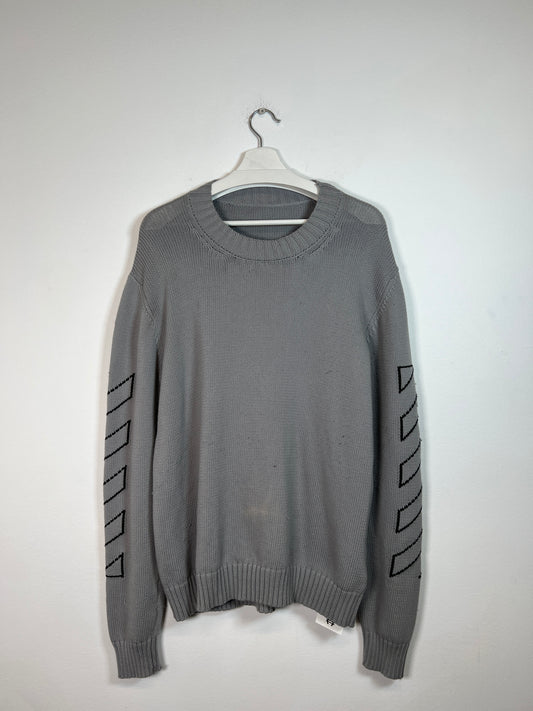 Off-White Knit Sweater Grey Stripes Size XL