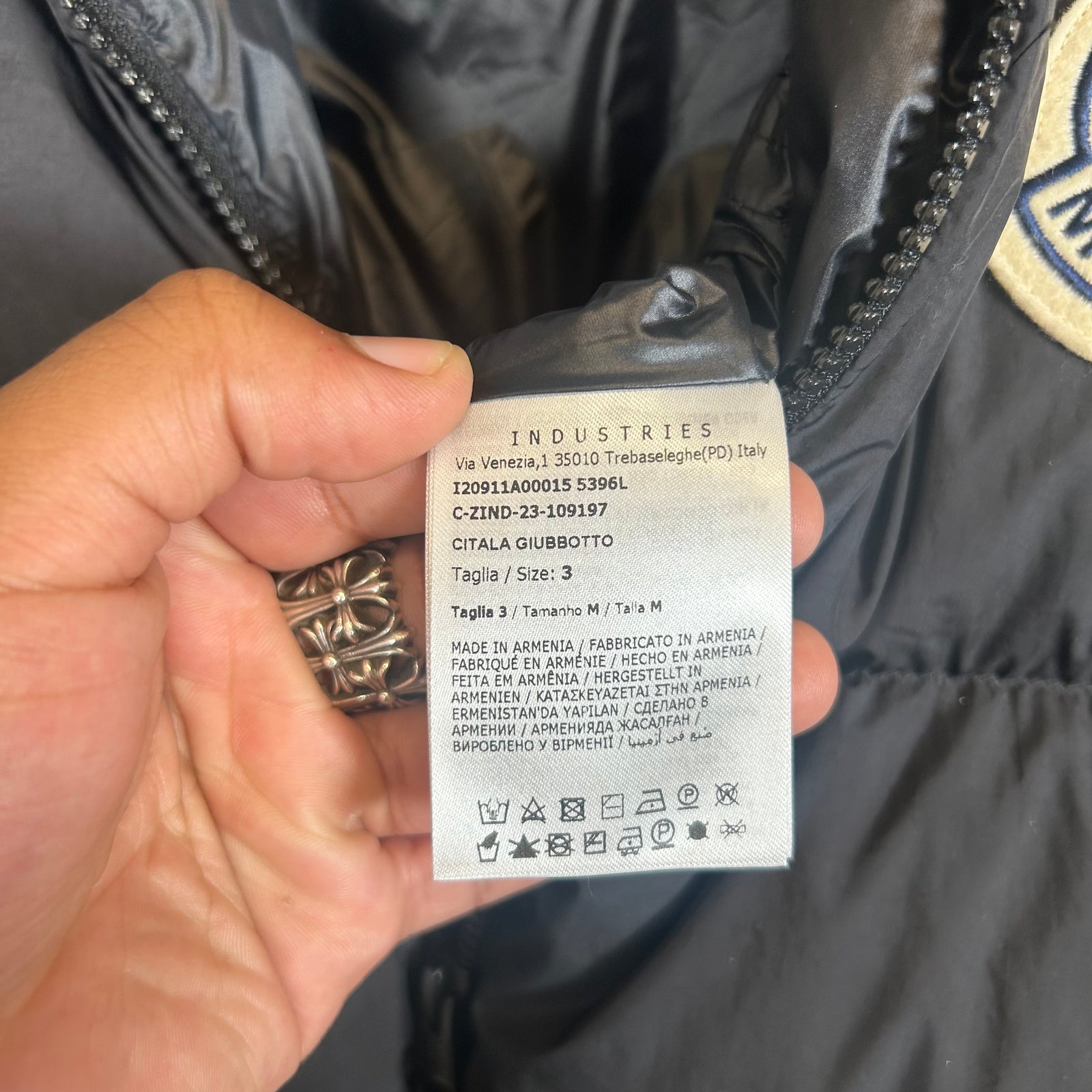 Moncler Black Citala Down Jacket Size L