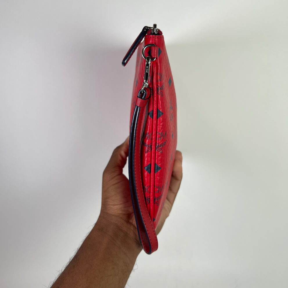 MCM Red Visetos Pouch