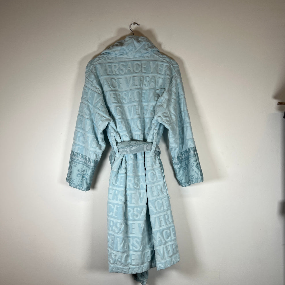 Versace Light Blue Baroque Robe Size S