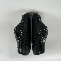 Toga Virilis Black Leather Studded Mules Size 46