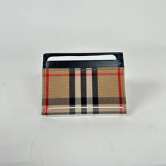 Burberry Sandon Beige Check Leather Card Holder