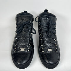 Balenciaga Black Leather Arena High Tops Size 43