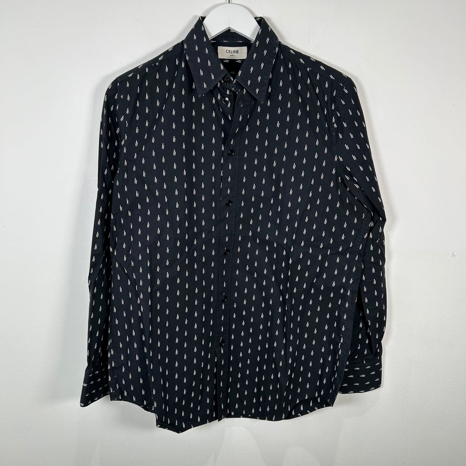 Celine Double Dot Navy Button-Up Shirt Size S