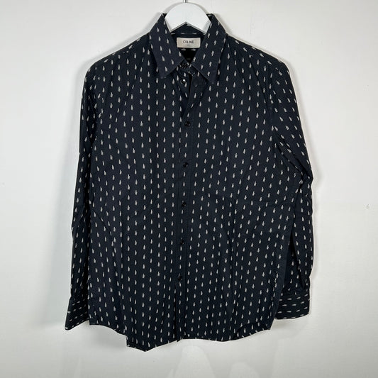 Celine Double Dot Navy Button-Up Shirt Size S