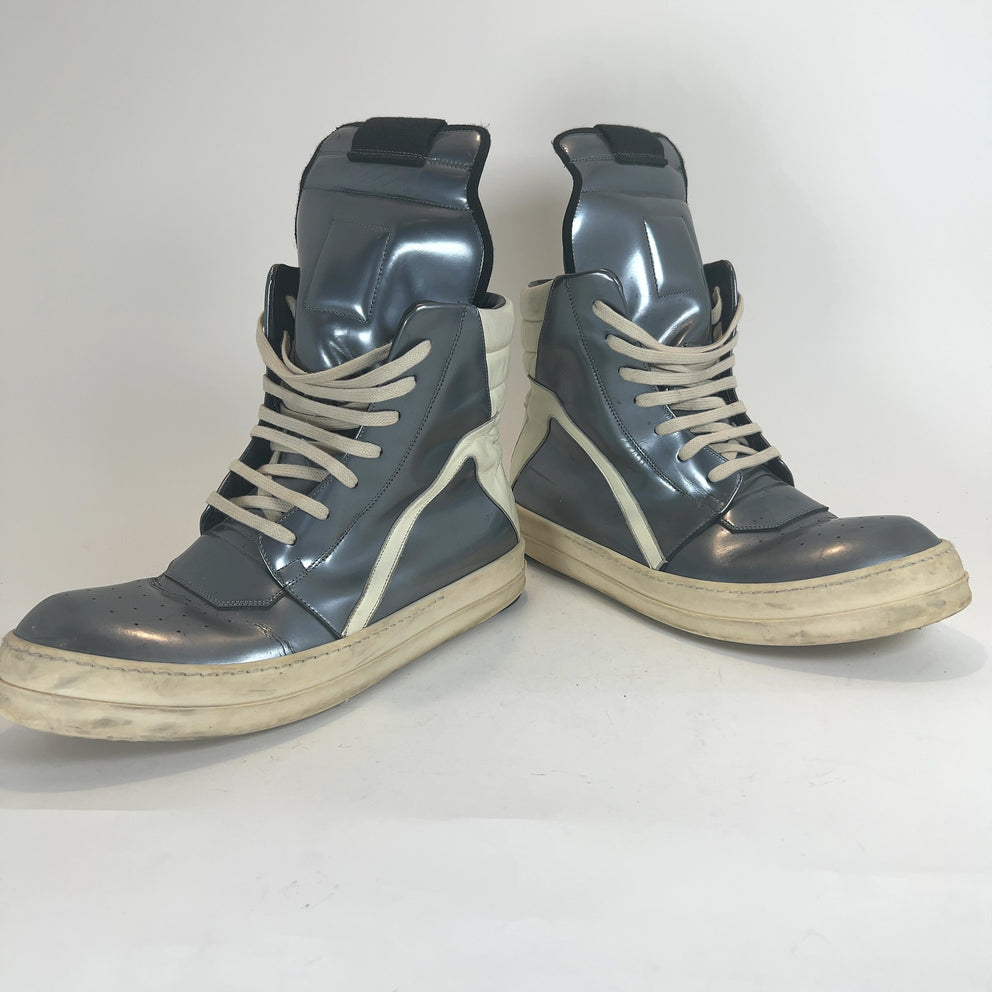 Rick Owens Metallic Geobasket Hightop Sneakers