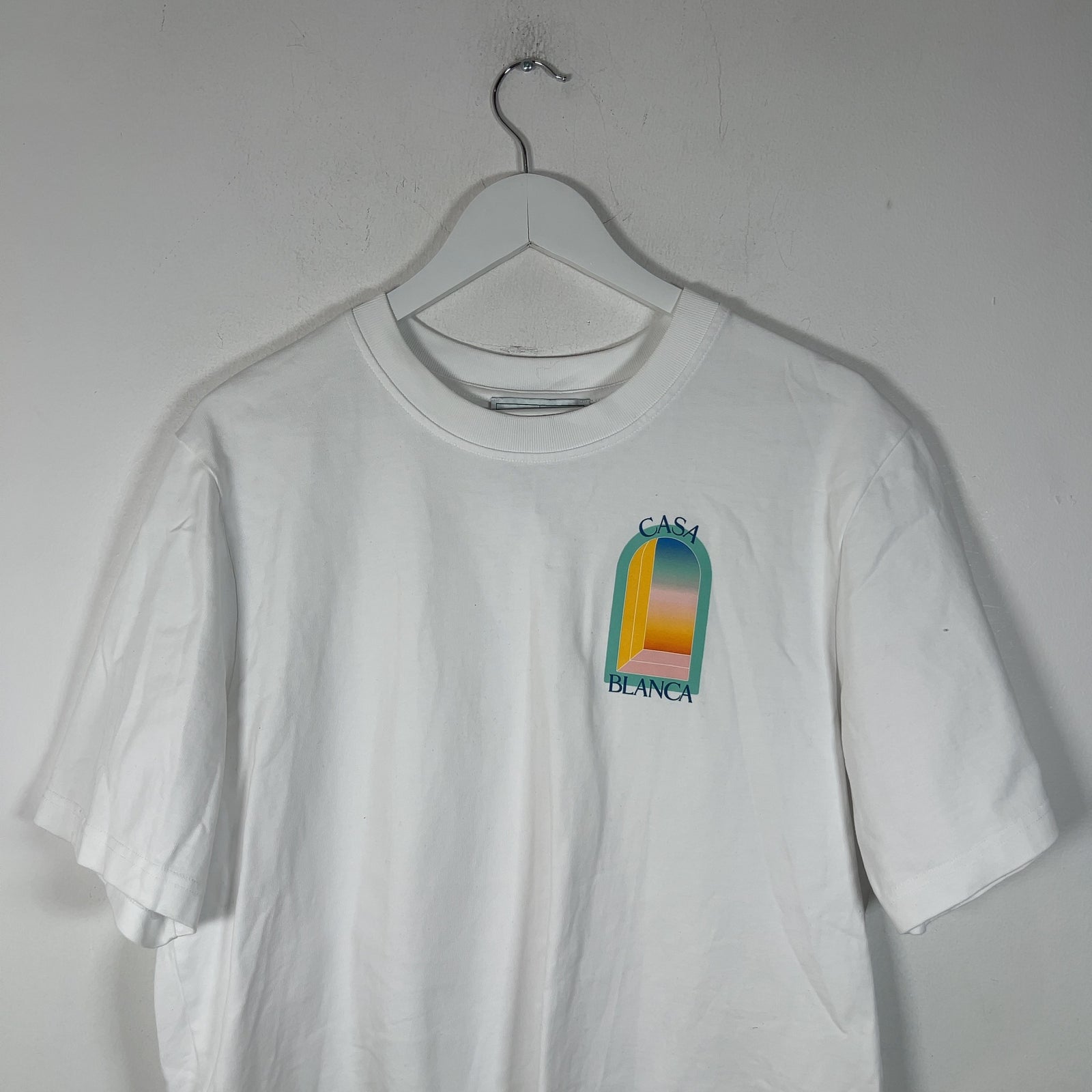 Casablanca Blue Outline Doorway Graphic White T-Shirt