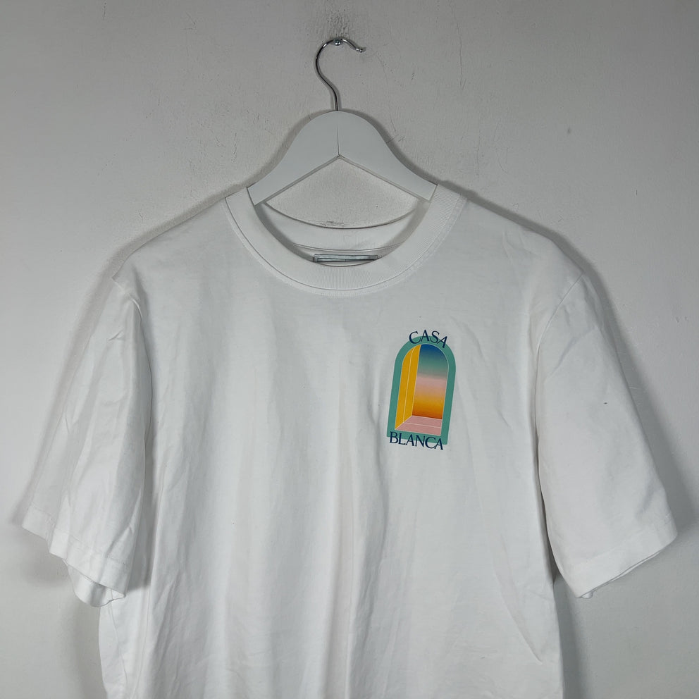 Casablanca Blue Outline Doorway Graphic White T-Shirt