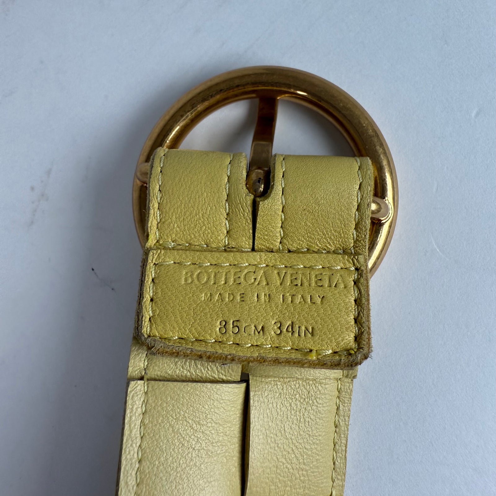 Bottega Veneta Yellow Leather Braided Belt Size 34