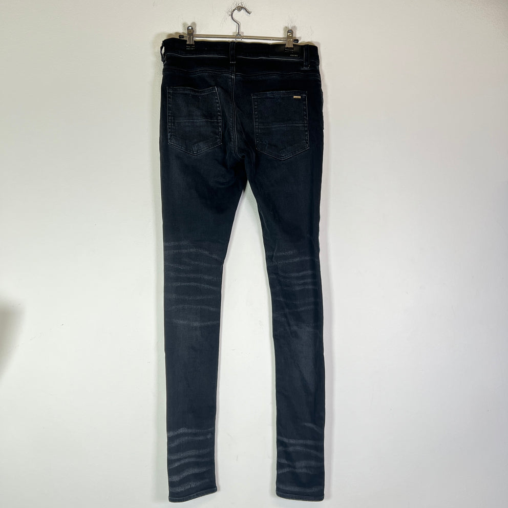 Amiri Black Paint Drip Logo Denim Jeans