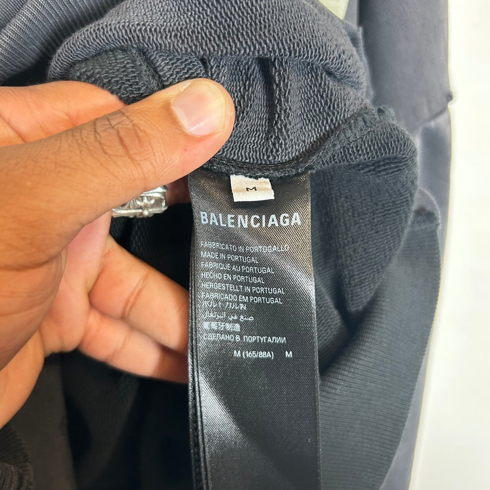 Balenciaga Black Double Front Tape/Sporty B Logo Sweatshirt Size M