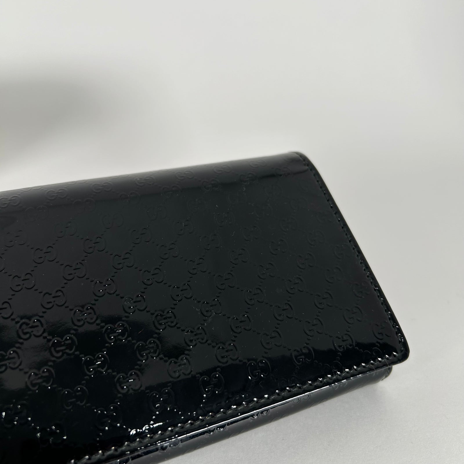Gucci Guccissima Black Patent Clutch
