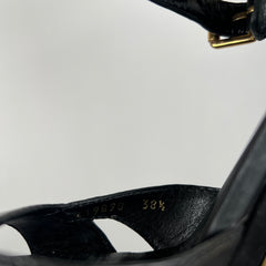 Gucci Black/Gold Lifford Platform Sandal Heels Size 38.5