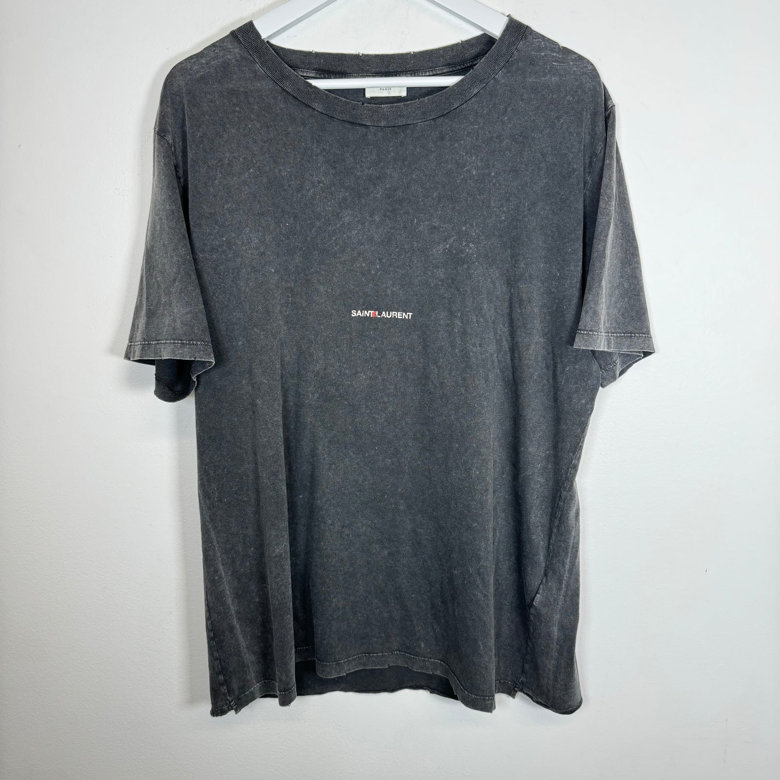 Saint Laurent Black Distressed Logo Tee Size XL