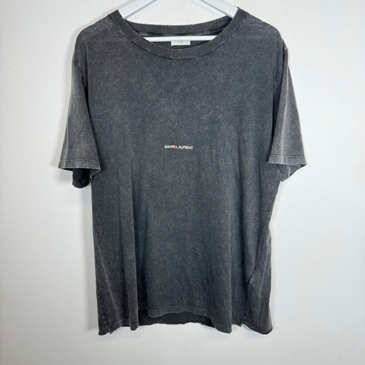 Saint Laurent Black Distressed Logo Tee Size XL