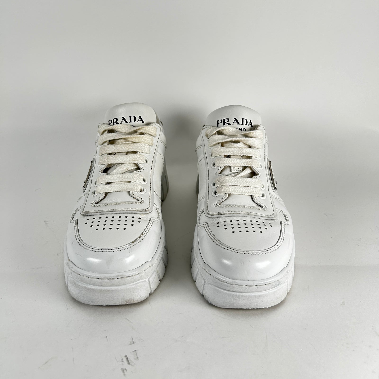 Prada Plaque White Sneaker Size 5