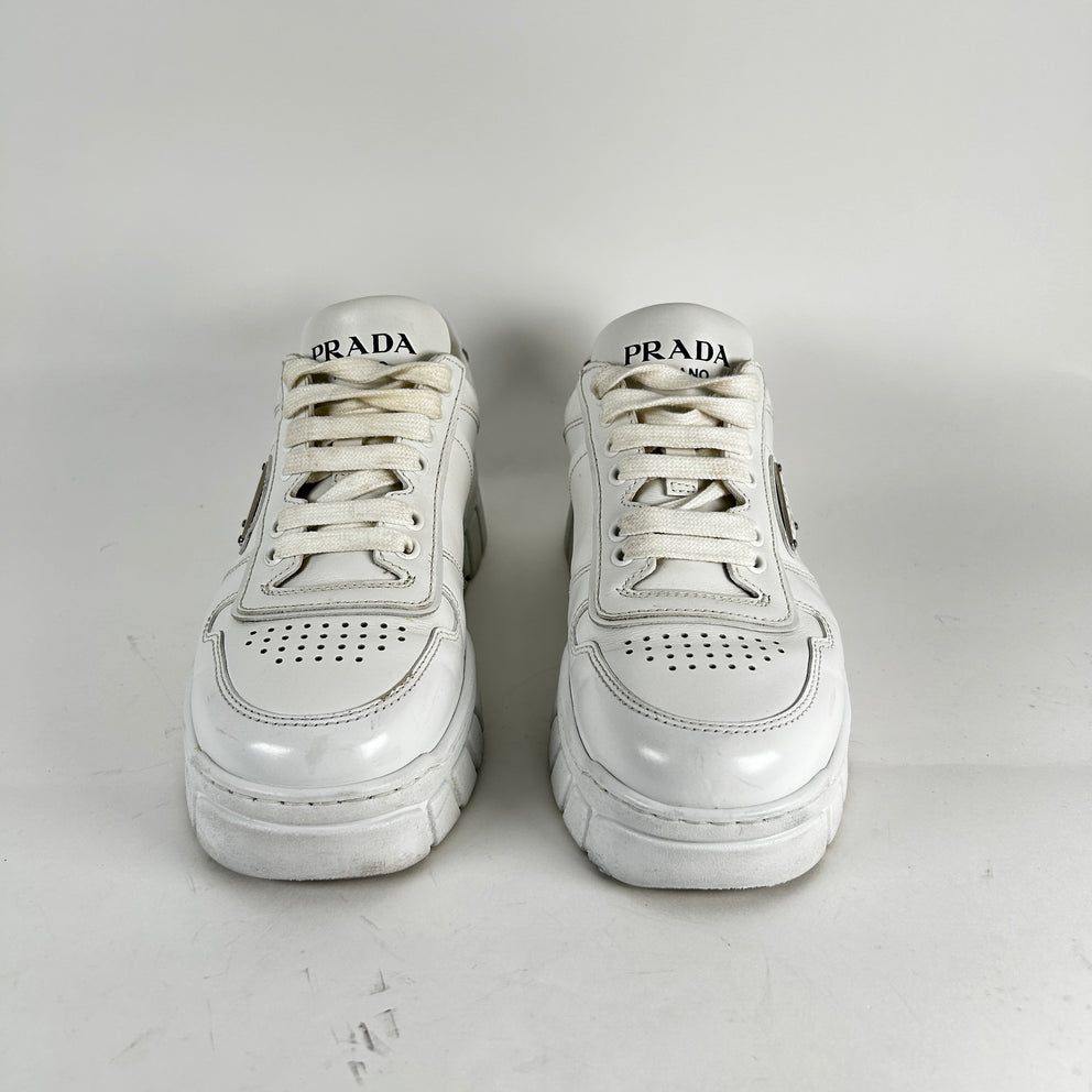 Prada Plaque White Sneaker Size 5