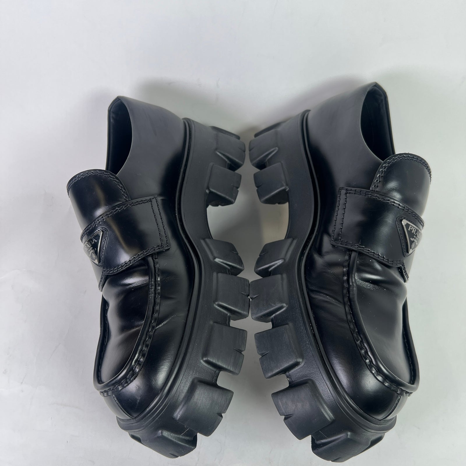 Prada Brushed Leather Monolith Loafer