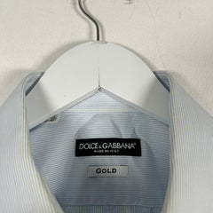 Dolce Gabbana Blue Pinstripe Button Up Shirt Size M