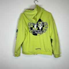 Chrome Hearts Matty Boy Neon Yellow Link Zip Up Hoodie Size L